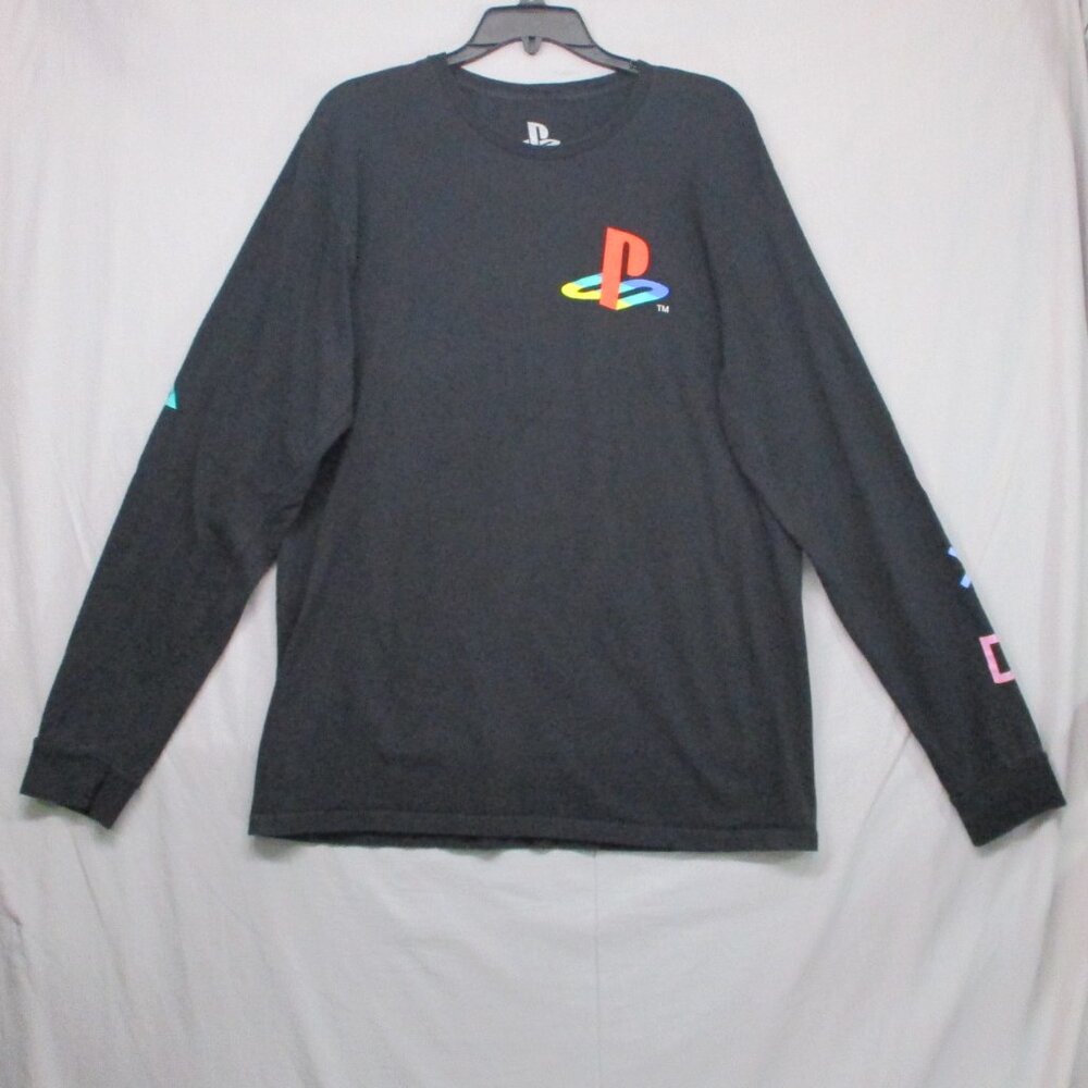 PlayStation Graphic Print Logo & Buttons On Sleeve Black‎ Men Size | L